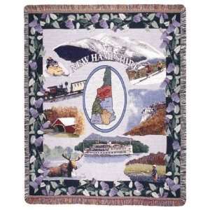  State of New Hampshire Pictorial Tapestry Throw Afghan 50 