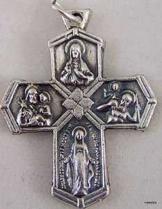 Silver 4 Way St. Christopher Cross Saint Medal Crucifix  