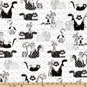  44 Wide Caterwauling Party Cats White/Black Fabric By 