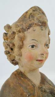   15 16C. Italian Renaissance Wood & Gesso Bust Carving Young Boy Figure