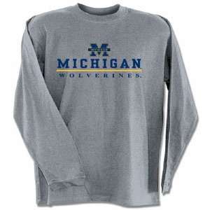  Michigan Wolverines UM NCAA Dark Ash Long Sleeve T Shirt 
