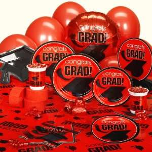    Congrats Grad Red Graduation Deluxe Party Pack for 18 Toys & Games