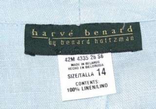 Harve Benard Light Blue Linen Blazer Jacket Size 14  