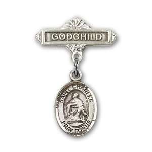   Badge with St. Charles Borromeo Charm and Godchild Badge Pin Jewelry