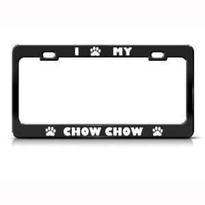 Chow Chow Dog Dogs Black Animal Metal license plate frame Tag Holder
