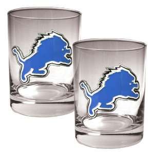  Detroit Lions NFL 2pc Rocks Glass Set   Primary logo 