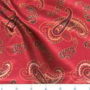  58 Wide Textured Satin Paisley Red Fabric By The Yard 