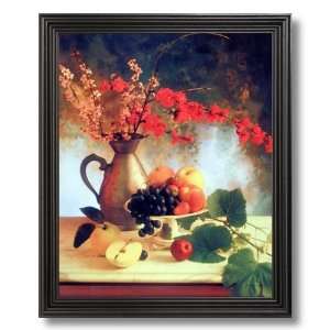  Country Apples Grapes Flowers Contemporary Picture Black 