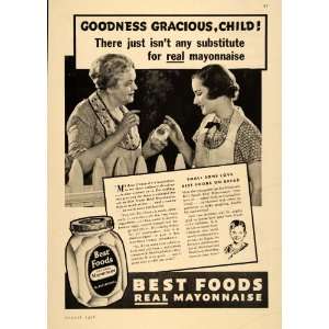  1936 Vintage Ad Best Foods Mayonnaise Salad Condiment 