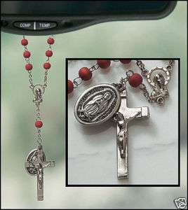 LADY O GUADALUPE Rear View Mirror Rosary SACRED HEART  