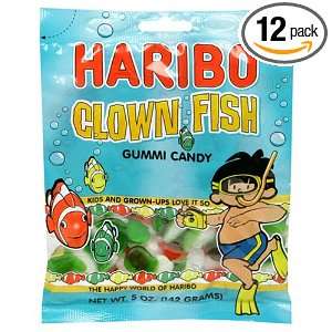  Haribo Gummi Candy, Clown Fish, 5 Ounce Bags (Pack of 12 