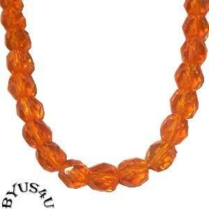 ROUND FACETED CZECH GLASS BEADS 6mm ORANGE 50pc  