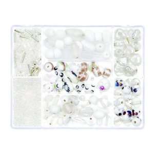  Darice(R) Glass Bead Box   125gr/Crystal & White