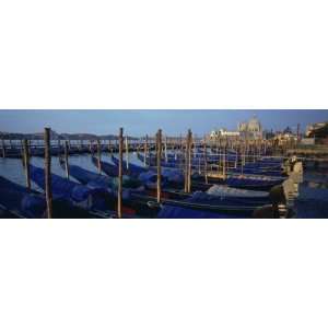 Gondolas Moored at a Harbor, Santa Maria Della Salute, Venice, Italy 