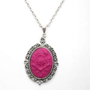   Cherry Silver plated base Pink Cameo Necklace (18 inch chain) Jewelry