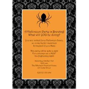  Spooky Spider Damask Halloween Invitations
