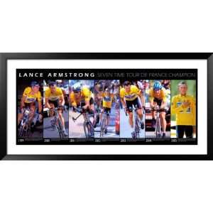  Lance Armstrong, Seven Time Tour De France Champion Framed 