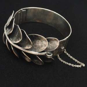 Arts & Crafts Era Hammered Bracelet Silver over Copper Great Design 