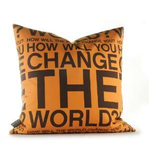  Inhabit Change The World Graphic Pillow   in Orange and 