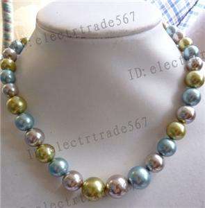 3color 8 14mm South Sea Multicolor shell pearl necklace  