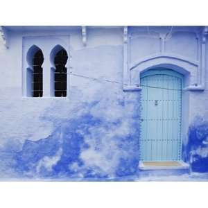  Blue Wall, Doorway and Window, Chefchaouen, Morocco, North 