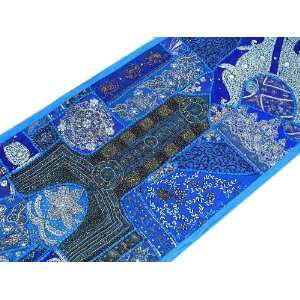  Blue Sari Indian Vintage Wall Hanging Tapestry Decor