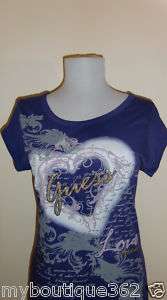 NEW WITH TAG GUESS VIOLET PRINTED LOVE FOREVER TEE  
