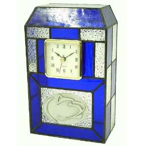   State Nittany Lions Leaded Stained Glass Desk Clock