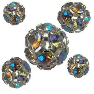 Czech Made Rhinestone Balls, 6mm, 12pcs, Crystal AB, Silver Plating