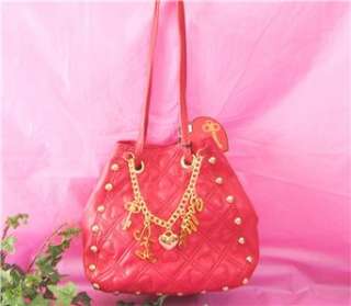   Quilted Handbag with Hanging Charms New with Tag sooooo Cute RED