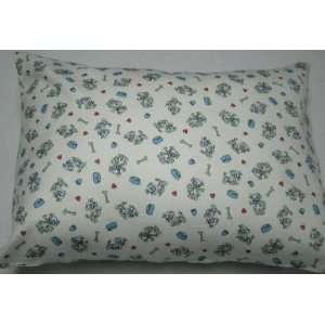 Crib / Toddler Baby Pillow Case   Flannel Pillow Sham   Blue Puppies 