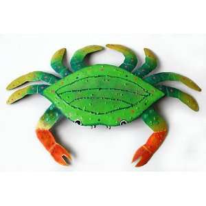   Green Tropical Crab Design   Haitian Metal Art