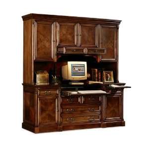   Cobblestone Cherry Traditional Credenza with Hutch