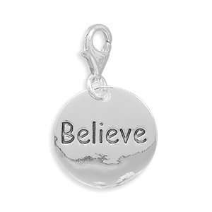  Believe Charm with Lobster Clasp,Sterling Silver Jewelry