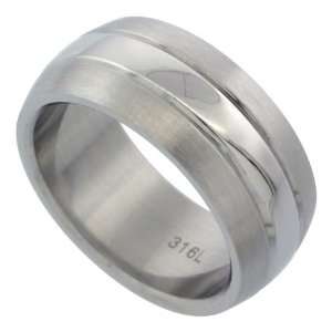  Surgical Steel 9mm Wedding Band Ring Polished Center Matte 