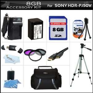  8GB Accessory Kit For Sony HDR PJ50V Handycam HD Camcorder 