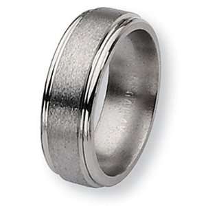  Chisel Brushed and Polished Grooved Titanium Ring (8.0 mm 