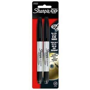   Sanford Marking Pens 37023PP SHARPIE CD DVD TWIN TIP BLACK M Office