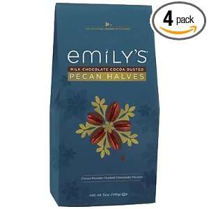 Emilys Milk Chocolate Pecan Halves, Cocoa Dusted, 5 Ounce (Pack of 4)