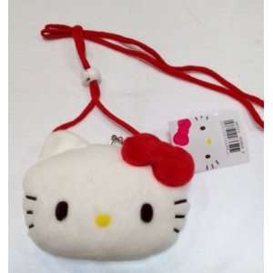  Cute Hello Kitty Face Plush Coin Purse with adjustable 