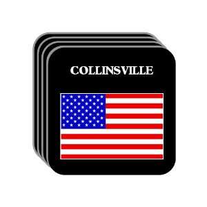 US Flag   Collinsville, Illinois (IL) Set of 4 Mini Mousepad Coasters