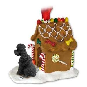  Poodle Sport Cut Gingerbread House Ornament   Black