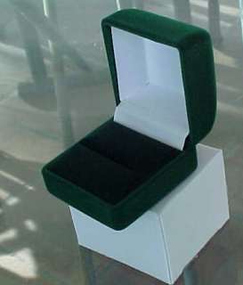 GREEN Velveteen Domed ENGAGEMENT WEDDING RING Gift Box  