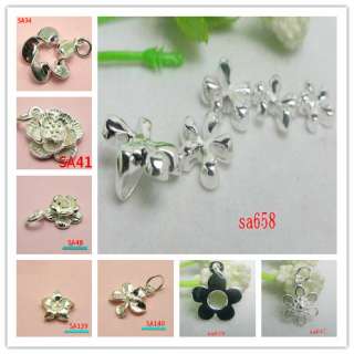 ASSORTED 925 Sterling Silver flower charms Pendant BEADS FIT BRACELET 
