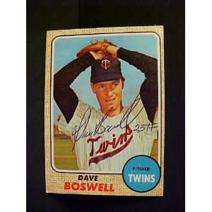  Dave Boswell Minnesota Twins #322 1968 Topps Autographed 