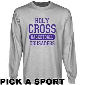 Holy Cross Crusaders Ash Custom Sport Long Sleeve T shirt   (X Large 