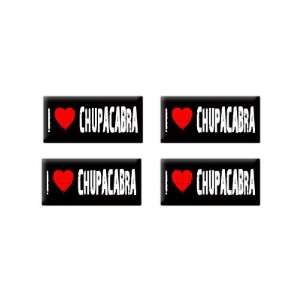 I Love Heart Chupacabra   3D Domed Set of 4 Stickers 