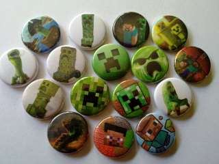 MineCraft   Creeper   video game   12 cute button pin  
