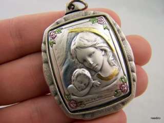 Madonna Child Sterling Silver Medal Jesus Christ  
