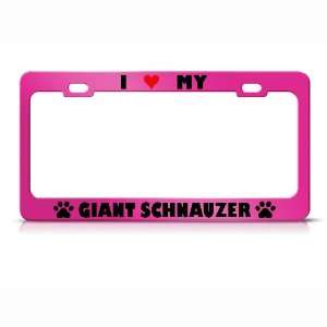 Giant Schnauzer Paw Love Heart Pet Dog Metal license plate frame Tag 
